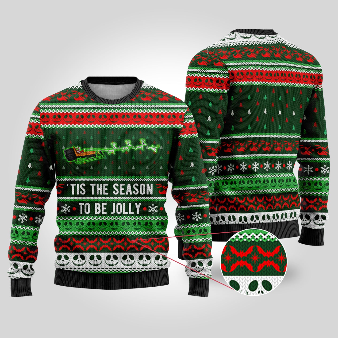 Jolly Nightmare Christmas Sweater Forest Green - Funny Ugly Christmas Sweater