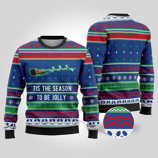 Jolly Nightmare Christmas Sweater Royal - Funny Ugly Christmas Sweater