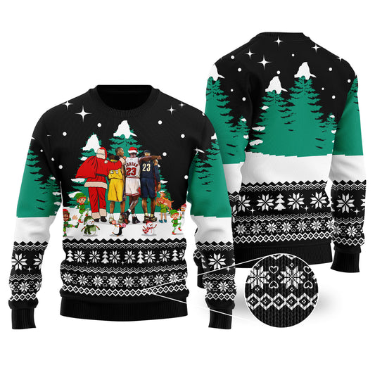 Jordan Lebron James NBA Ugly Christmas Sweater Black