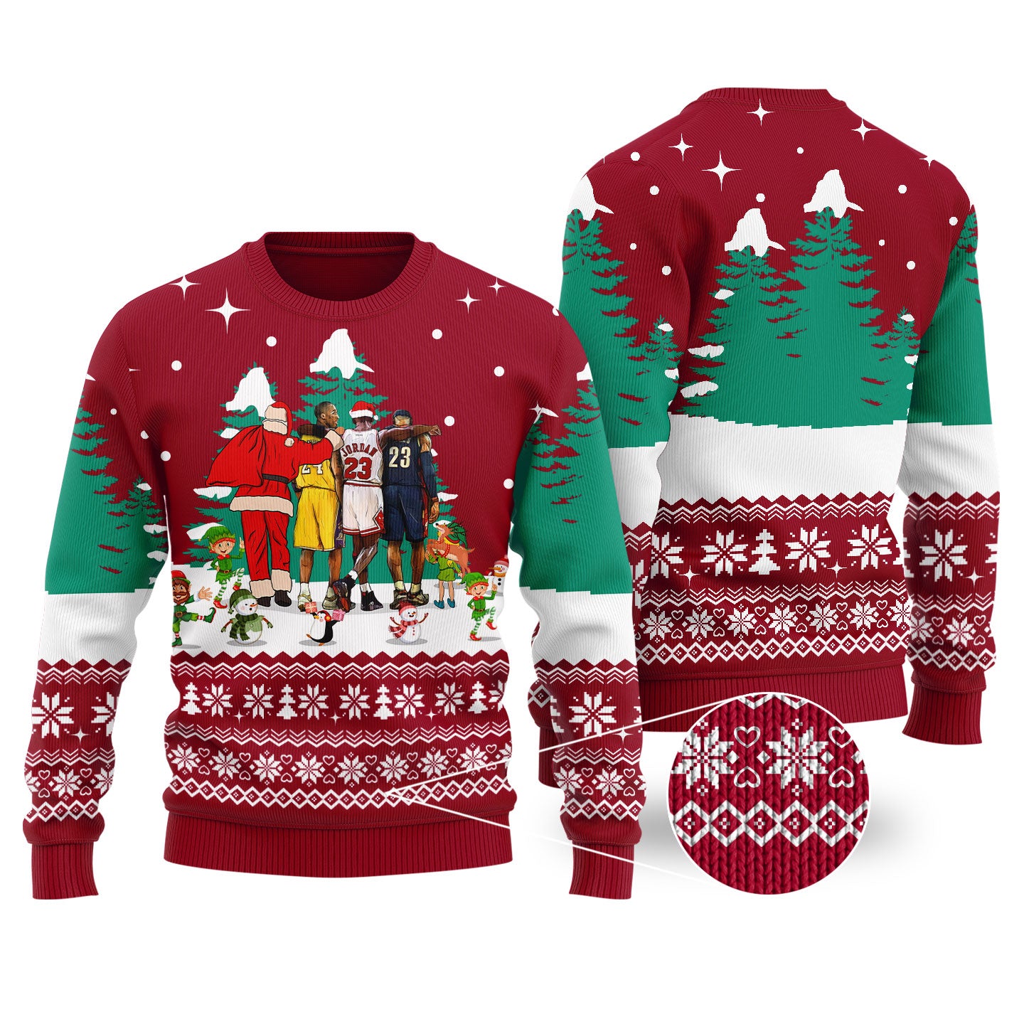 Jordan Lebron James NBA Ugly Christmas Sweater Cardinal Red