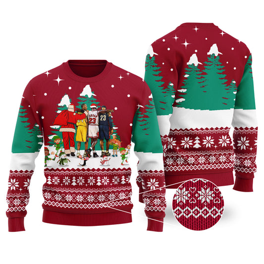 Jordan Lebron James NBA Ugly Christmas Sweater Cardinal Red