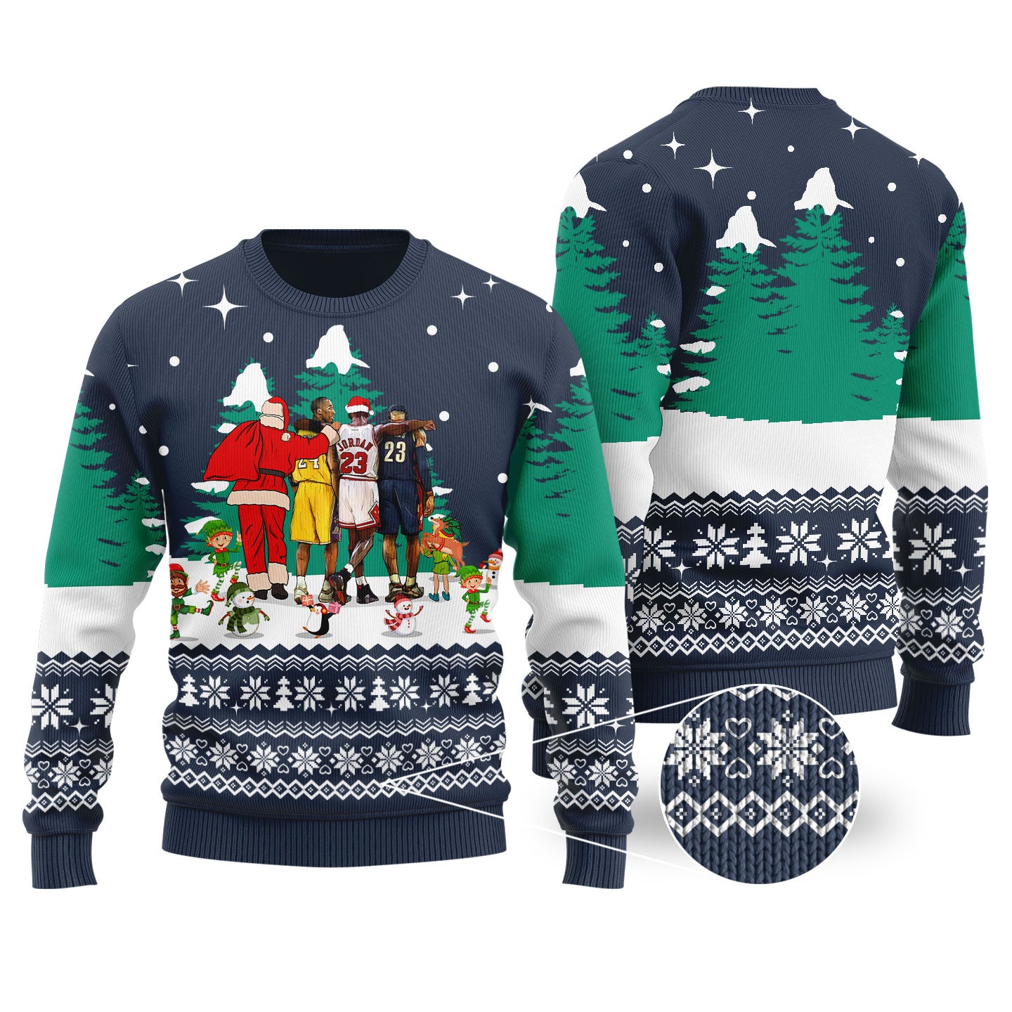 Jordan Lebron James NBA Ugly Christmas Sweater Navy