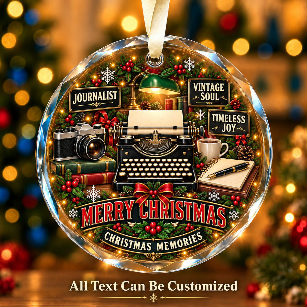 Journalist Personalized Glass Ornament | 5To9Vibe