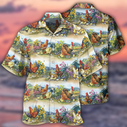 Chicken Family Countryside - Hawaiian shirt 