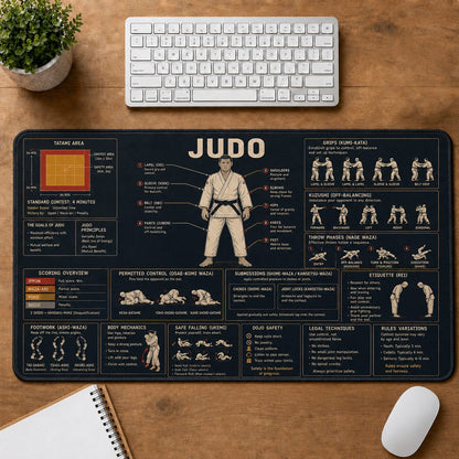 Judo Sports Visual Guide Desk Mat | 5To9Vibe