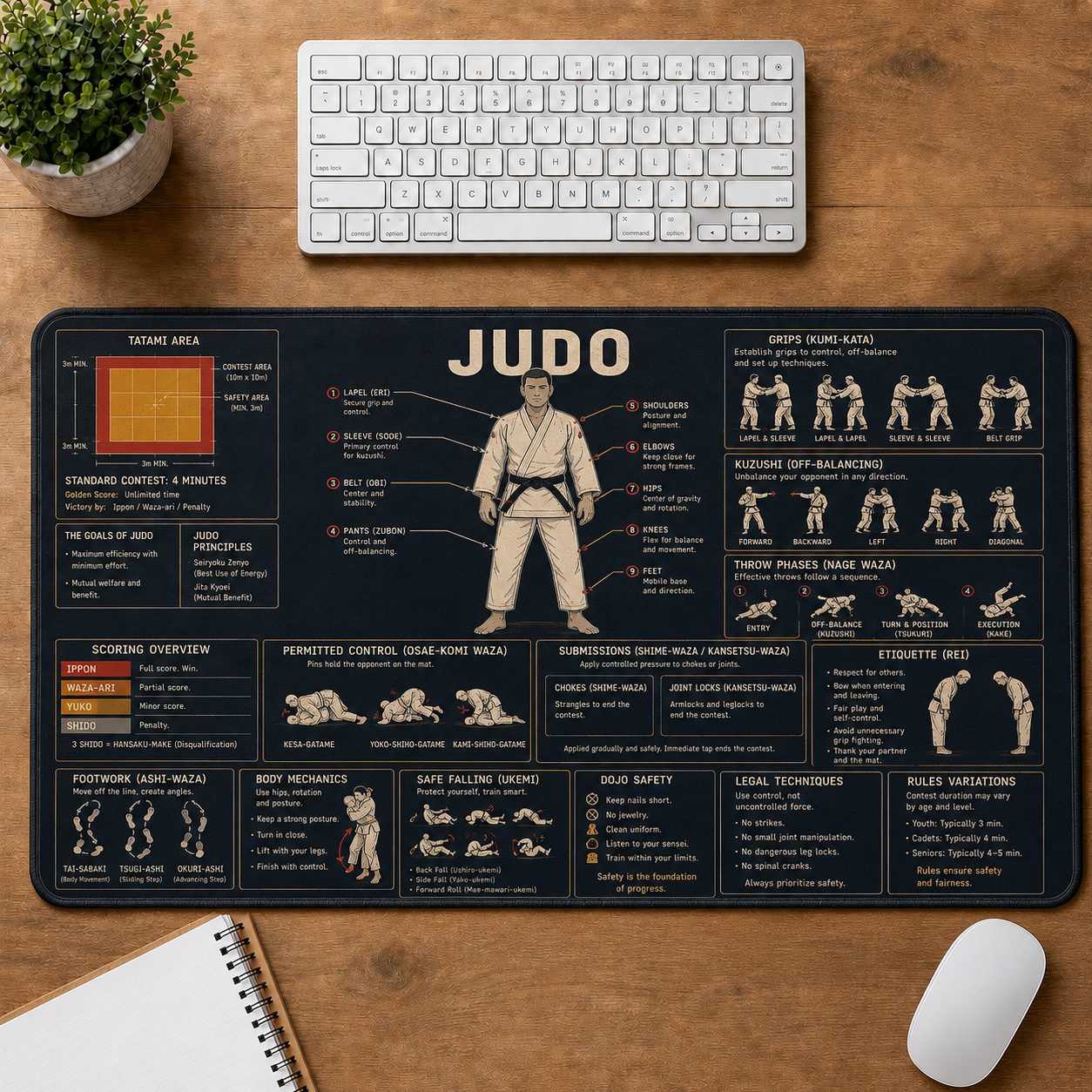 Judo Sports Visual Guide Desk Mat | 5To9Vibe