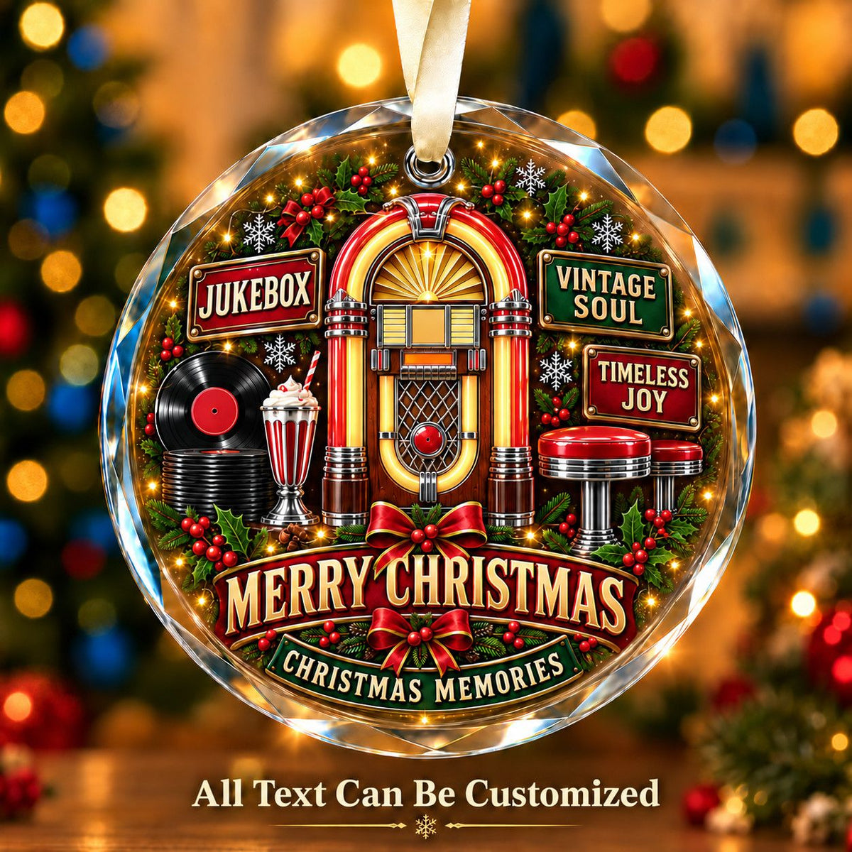 Jukebox Personalized Glass Ornament | 5To9Vibe