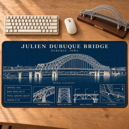 Iconic American Bridges Blueprint Desk Mat Mouse Pad Trending - 5to9vibe