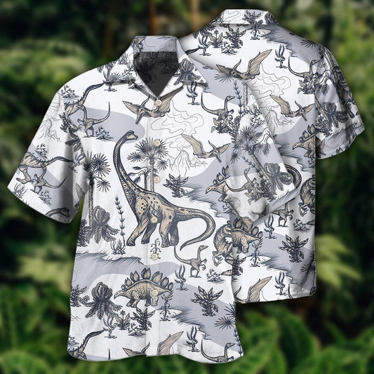 Dinosaur Jurassic Dinosaur Art Style - Hawaiian Shirt 
