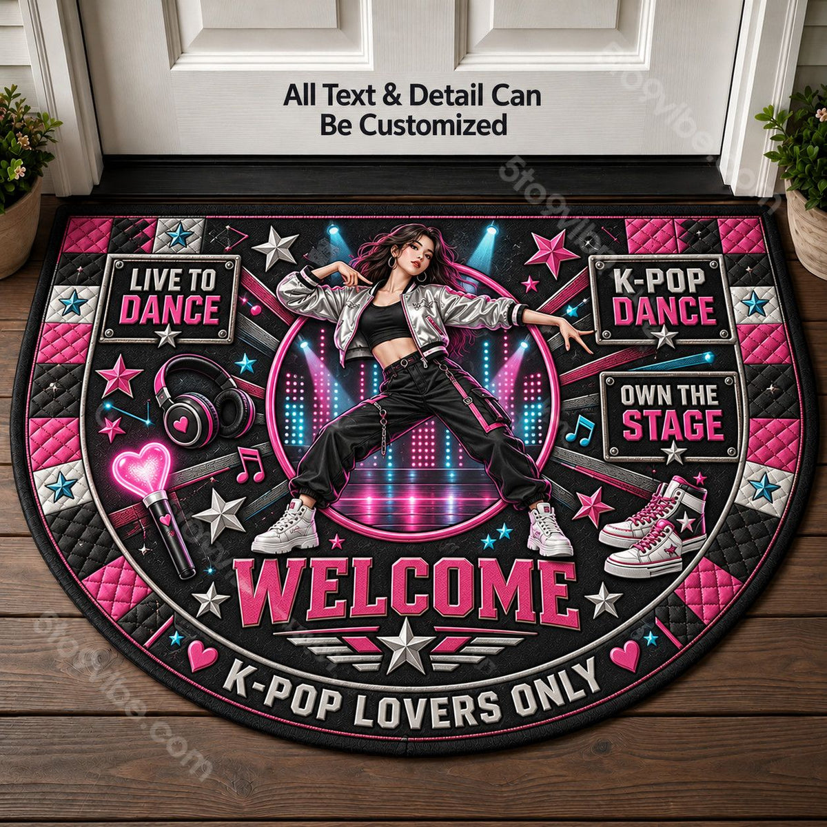 K-Pop Dance Personalized Half Round Mat | 5To9Vibe