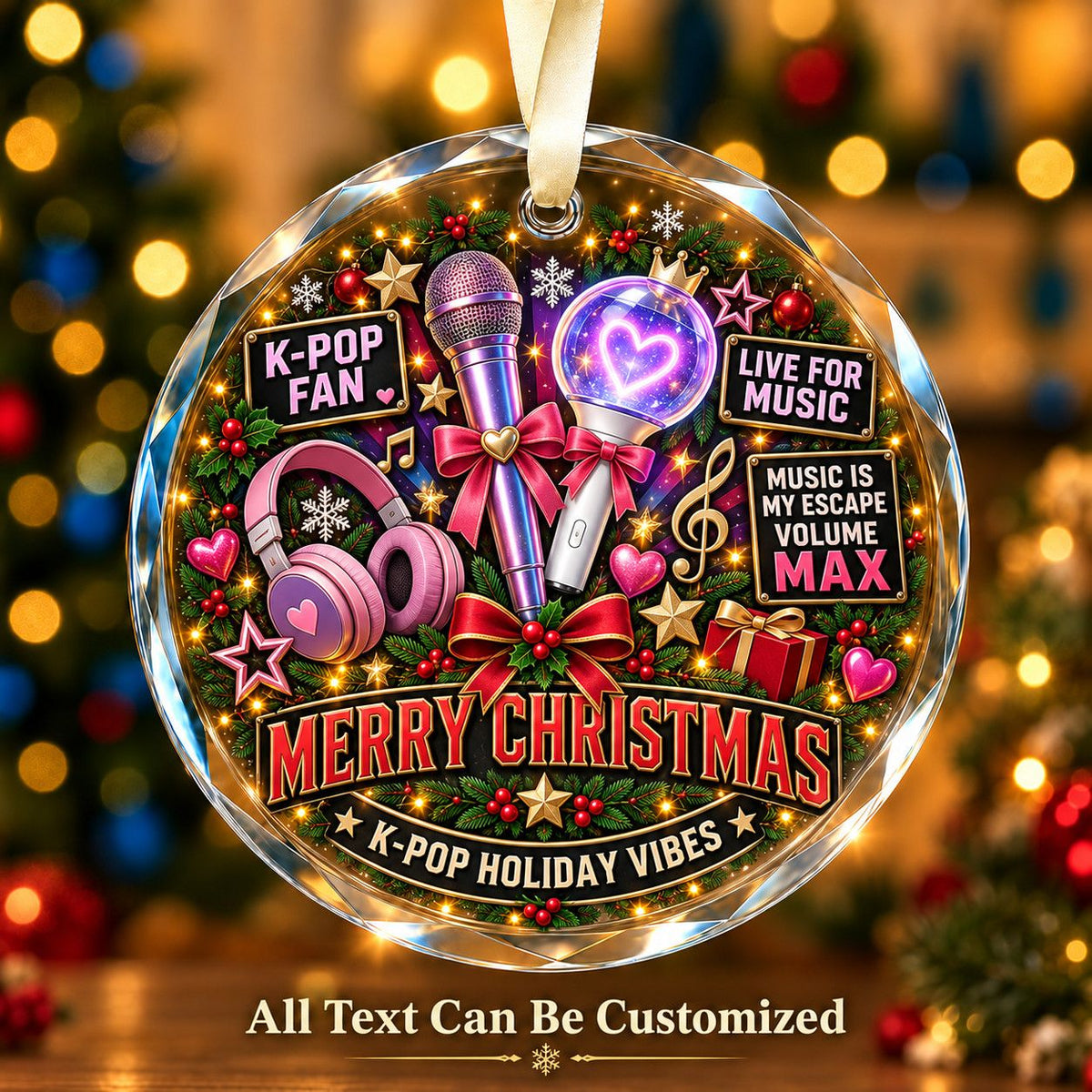 K-Pop Fan Personalized Glass Ornament | 5To9Vibe