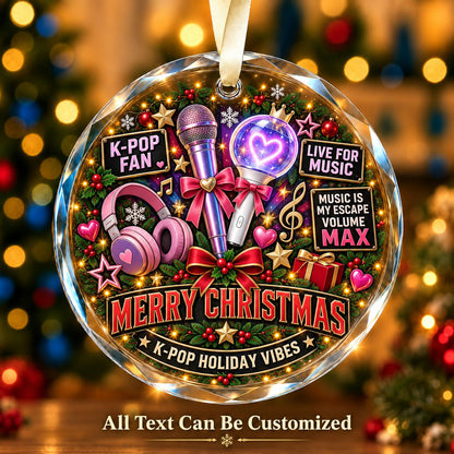 K-Pop Fan Personalized Glass Ornament | 5To9Vibe