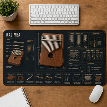 Kalimba Musical Instrument Blueprint Guide Desk Mat | 5To9Vibe