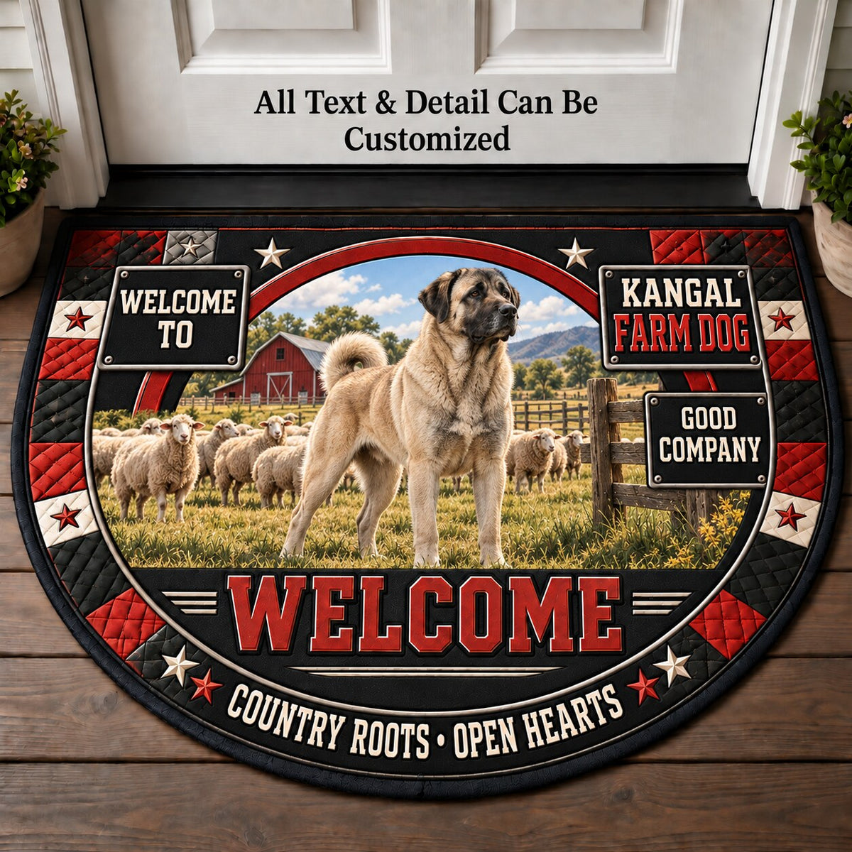 Kangal Farm Dog Personalized Half Round Mat | 5To9Vibe