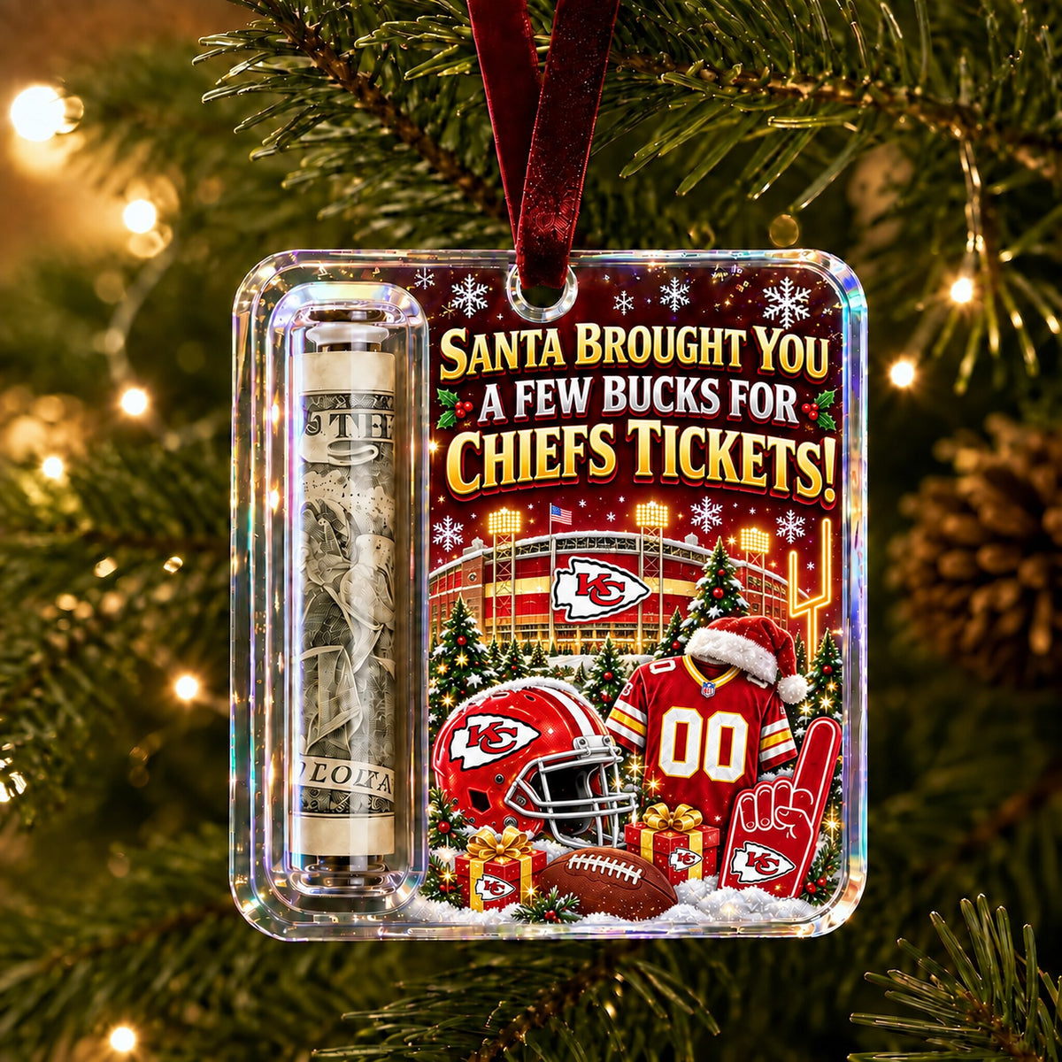 All Football Teams Christmas Money Holder Glass Ornament - 5to9vibe