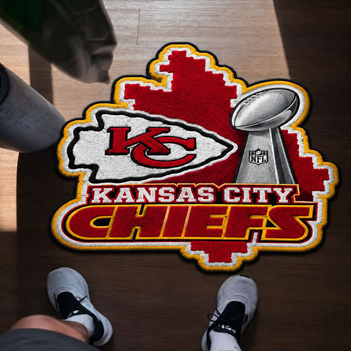 All Football Teams Logo Trophy City Map Football Fan Custom Shape Rug Print Premium Welcome Mat Washable Black Border Personalized Football Custom Shape Rug