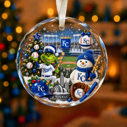 Adorno de vidrio de béisbol, 3 unidades con caja de regalo, equipo de béisbol de Navidad - Adorno de vidrio