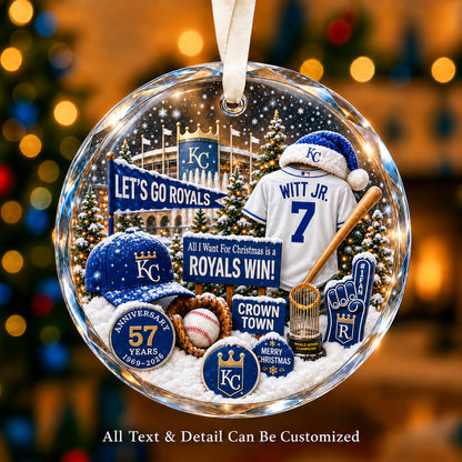 Kansas City Royals Jersey Snow Globe Glass Ornament