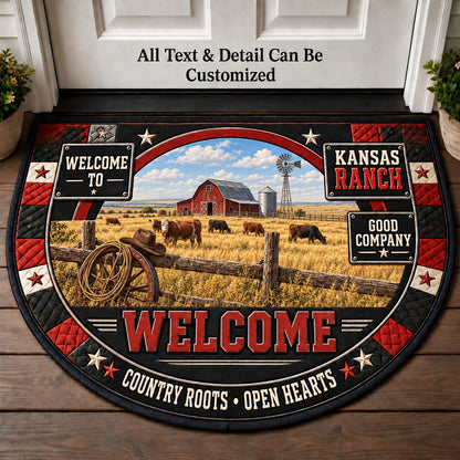 Kansas Ranch Personalized Half Round Mat | 5To9Vibe