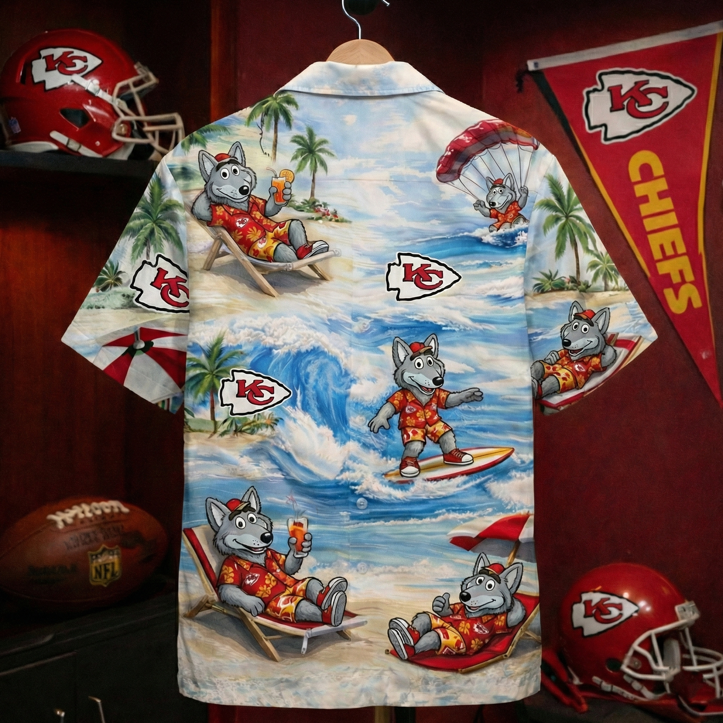 KCC Football Mascot Beach Viber Camisa Hawaiana Unisex para Hombres y Mujeres