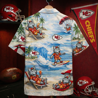 KCC Football Mascot Beach Viber Camisa Hawaiana Unisex para Hombres y Mujeres