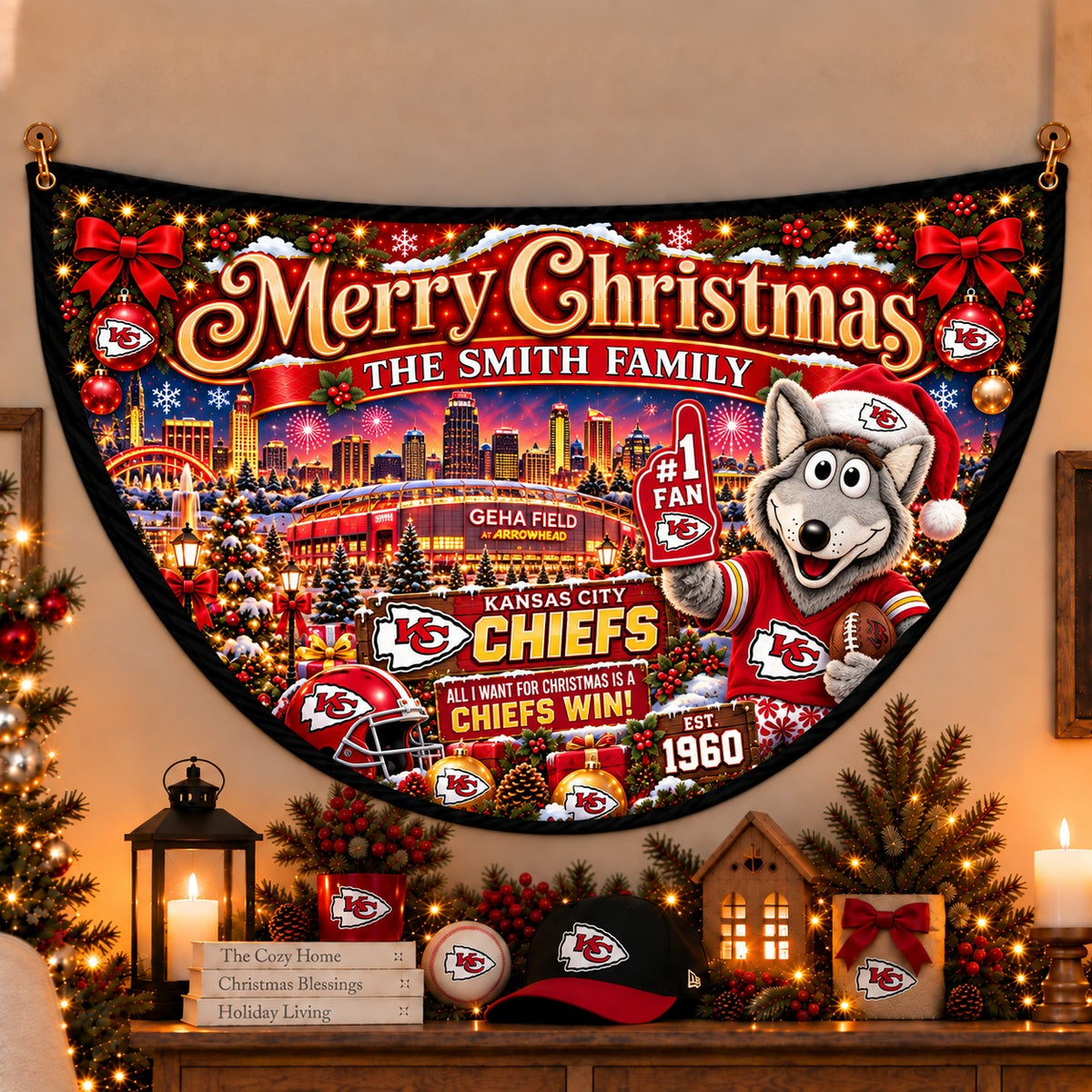 All Football Teams Personalized Christmas Night Bunting Flag - 5to9vibe