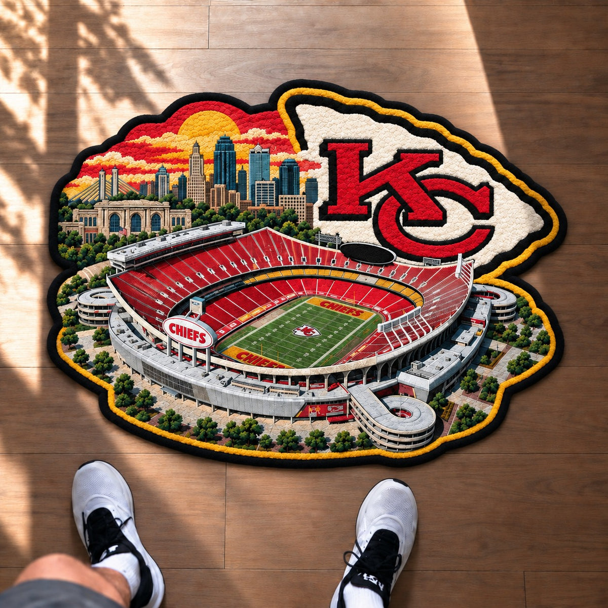 All Football Teams Logo Stadium Area Baseball Fan Custom Shape Rug Print Premium Welcome Mat Washable Black Border Personalized Football Custom Shape Rug