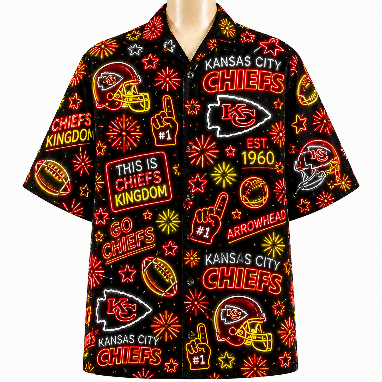 All Football Teams Neon Vibe Summer Button-Up Unisex Hawaiian Shirt For Men and Women