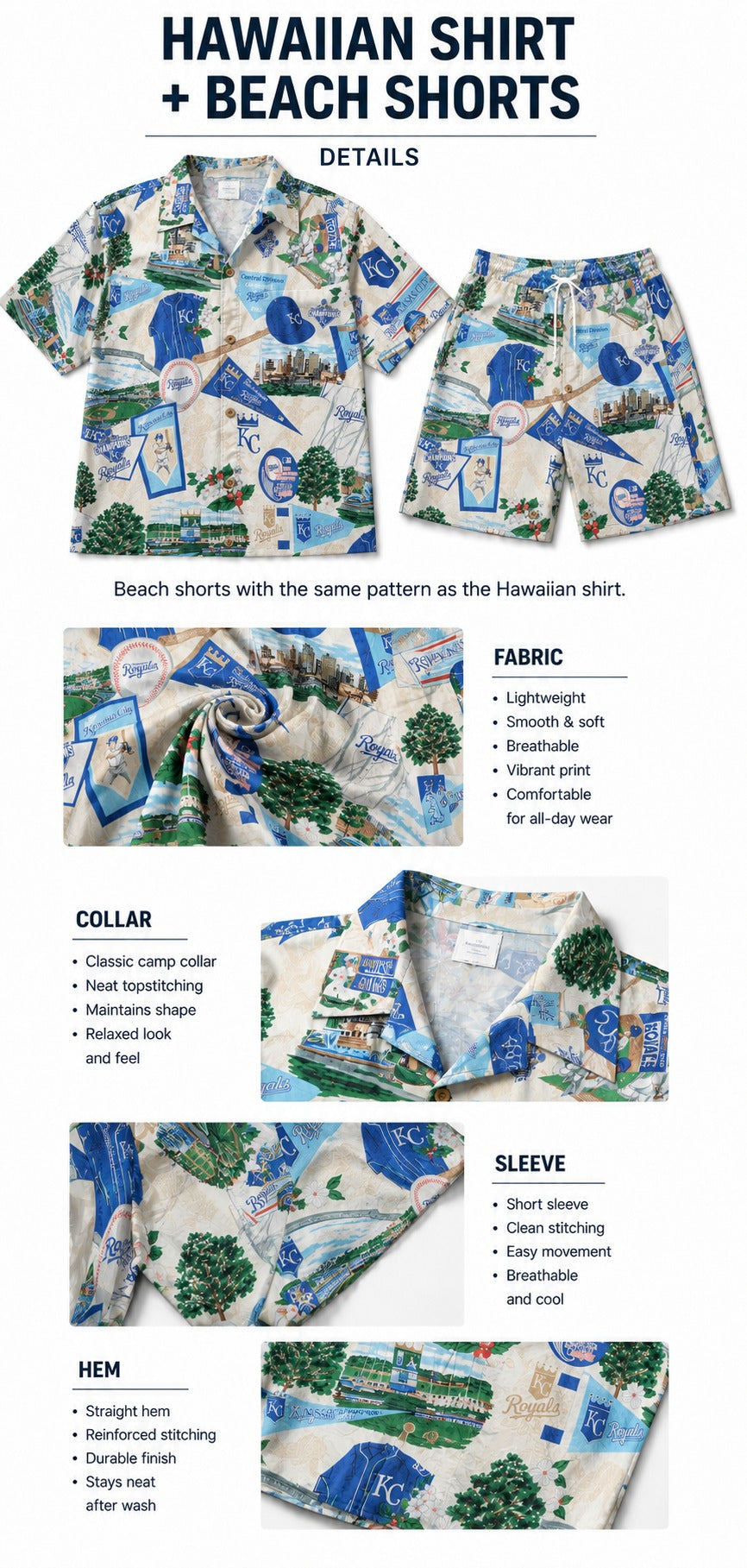 CC Baseball Teams Scenic Pattern Button-Up Unisex Hawaiian Shirt For Men and Women