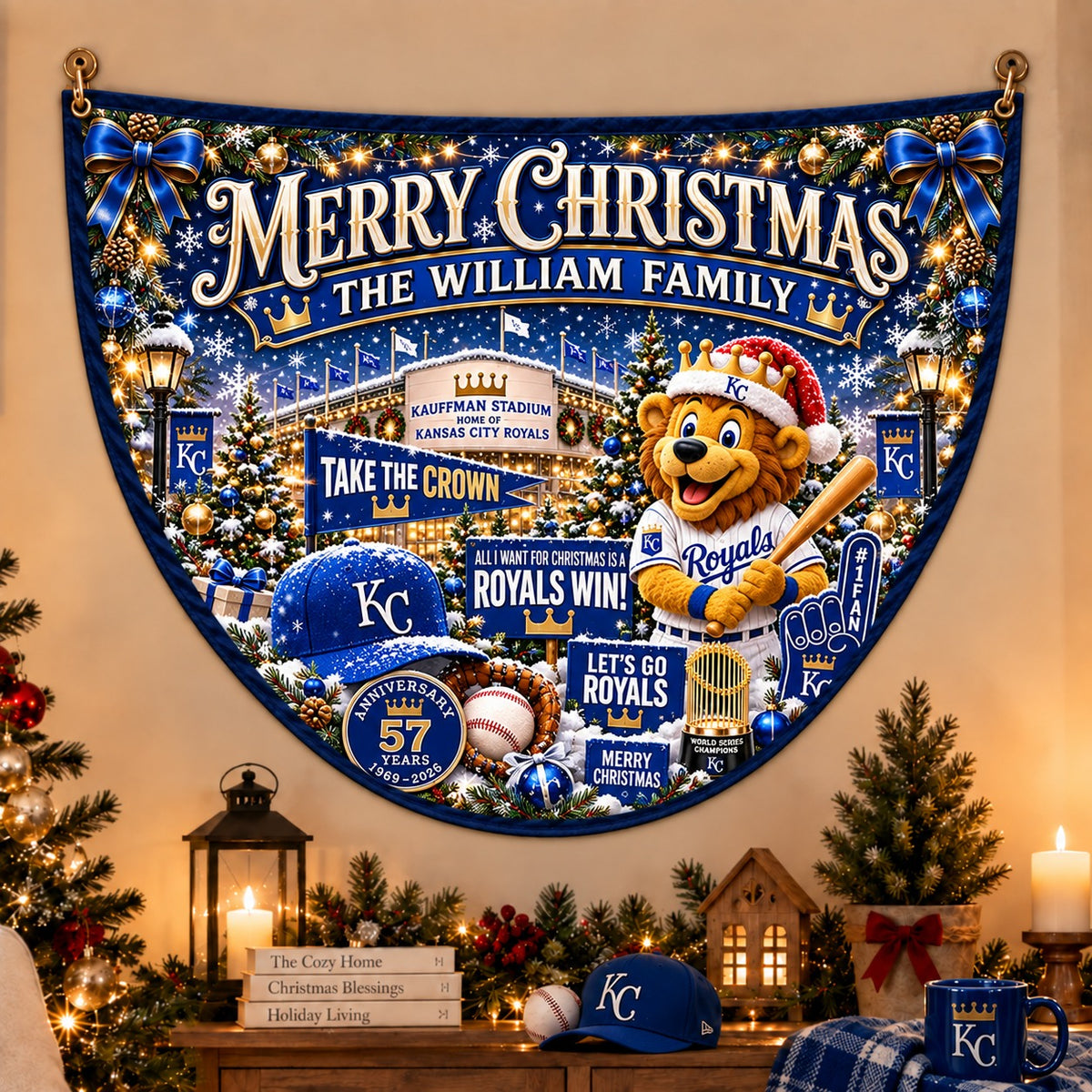 All Baseball Teams Personalized Christmas Night Bunting Flag - 5to9vibe