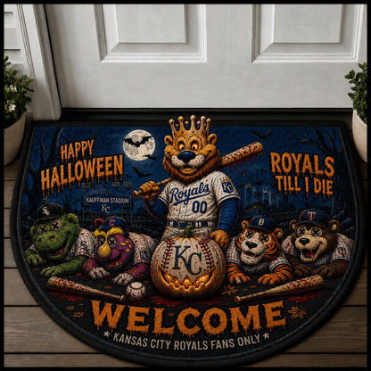 Baseball Halloween All Teams Custom Quilted Print Premium Welcome Mat – Personalized Baseball Doormat