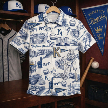KCR Baseball Stadium Slogan Legacy Edition Camisa Hawaiana Vintage Unisex con Botones