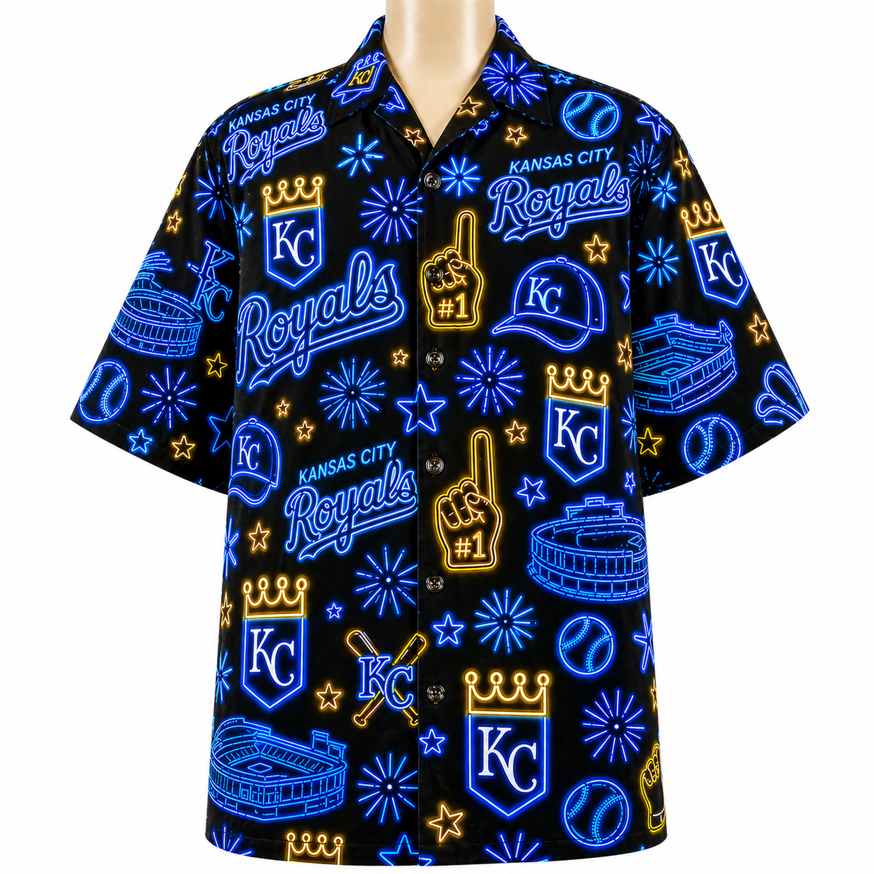 All Baseball Teams Neon Pattern Vibe Summer Party Button-Up Unisex Hawaiian Shirt For Men and Women