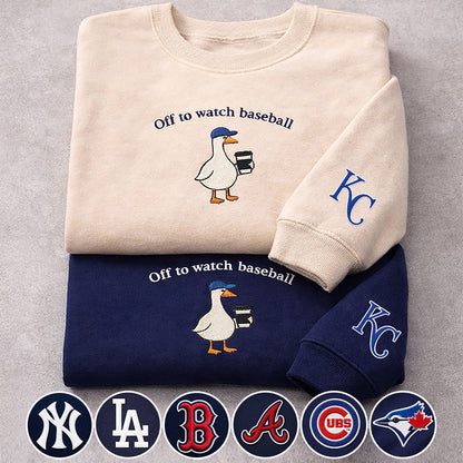 Off to watch Baseball Embroidered Logo Premium Quarter Zip Sweatshirt, Unisex Football Sweatshirt
