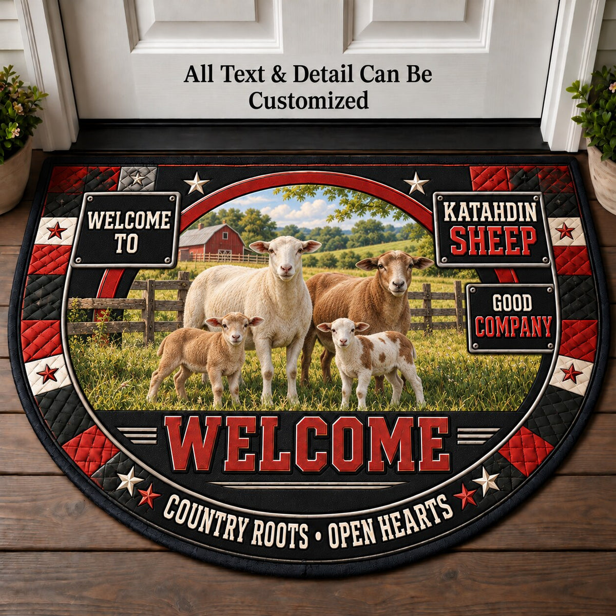 Katahdin Sheep Personalized Half Round Mat | 5To9Vibe