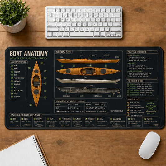 Kayak Boat Anatomy Desk Mat | 5To9Vibe