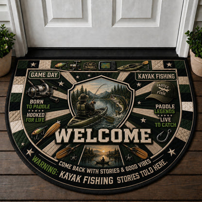 Kayak Fishing Outdoor Adventures Quilted Print Premium Welcome Mat – Personalized Doormat