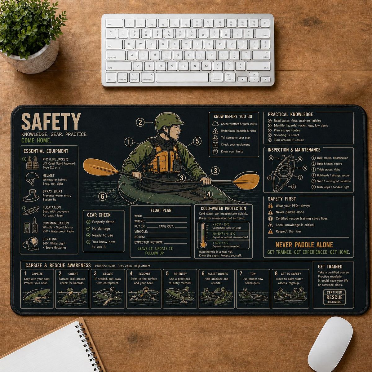 Kayaking Safety Desk Mat | 5To9Vibe