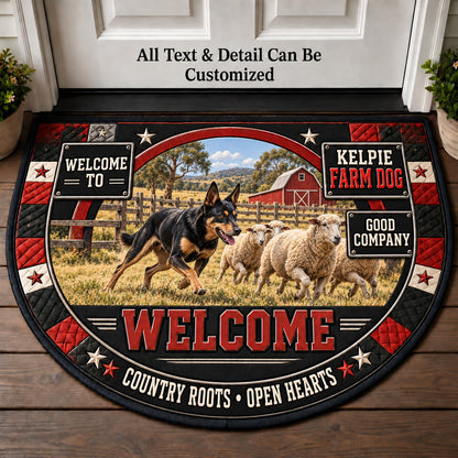 Kelpie Farm Dog Personalized Half Round Mat | 5To9Vibe