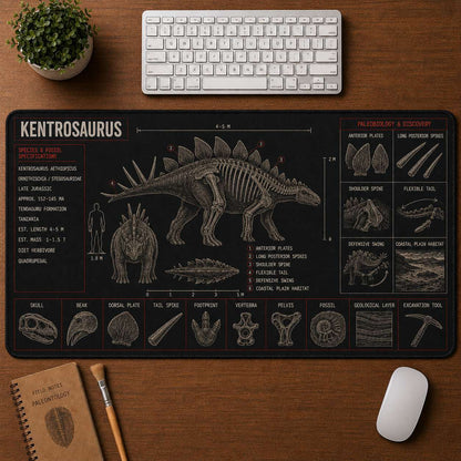 Kentrosaurus Dinosaur Blueprint Desk Mat | 5To9Vibe