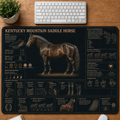 Kentucky Mountain Saddle Horse Horse and Equestrian Visual Guide Desk Mat | 5To9Vibe