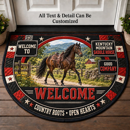 Kentucky Mountain Saddle Horse Personalized Half Round Mat | 5To9Vibe