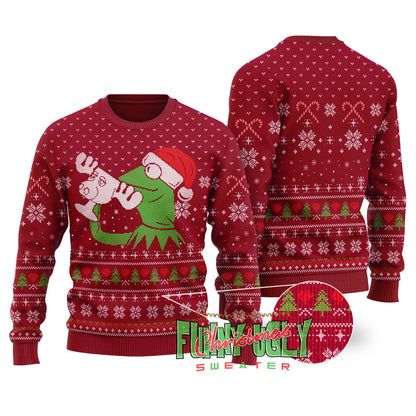 Kermit The Frog Christmas Sweater Cardinal Red