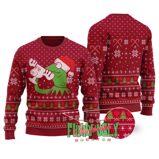 Kermit The Frog Christmas Sweater Cardinal Red