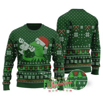 Kermit The Frog Christmas Sweater Forest Green