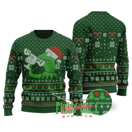Kermit The Frog Christmas Sweater Forest Green