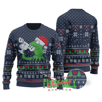 Kermit The Frog Christmas Sweater Navy