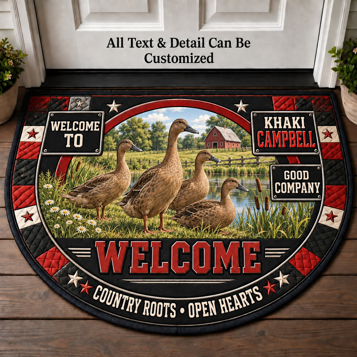 Khaki Campbell Personalized Half Round Mat | 5To9Vibe