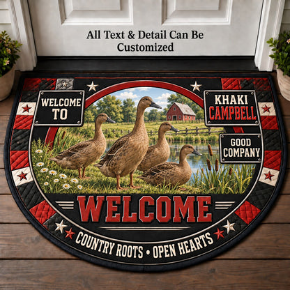 Khaki Campbell Personalized Half Round Mat | 5To9Vibe