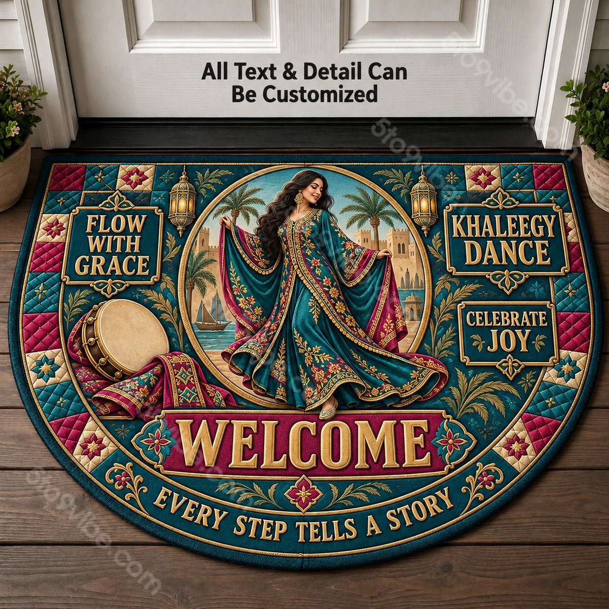 Khaleegy Dance Personalized Half Round Mat | 5To9Vibe